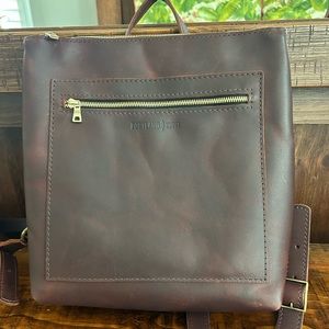 Portland Leather Goods tote backpack in cognac